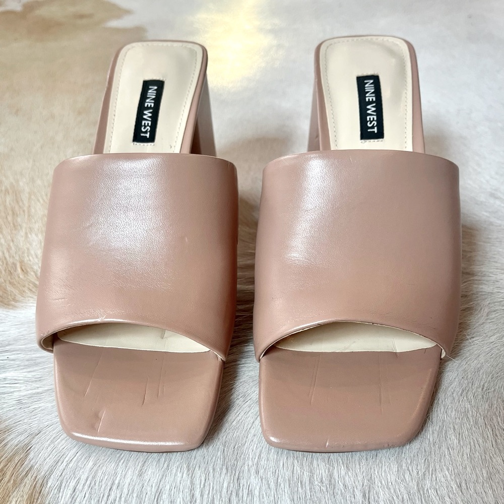 Nine West | Teice Heeled Slide Sandals | Size 7 | Nude
